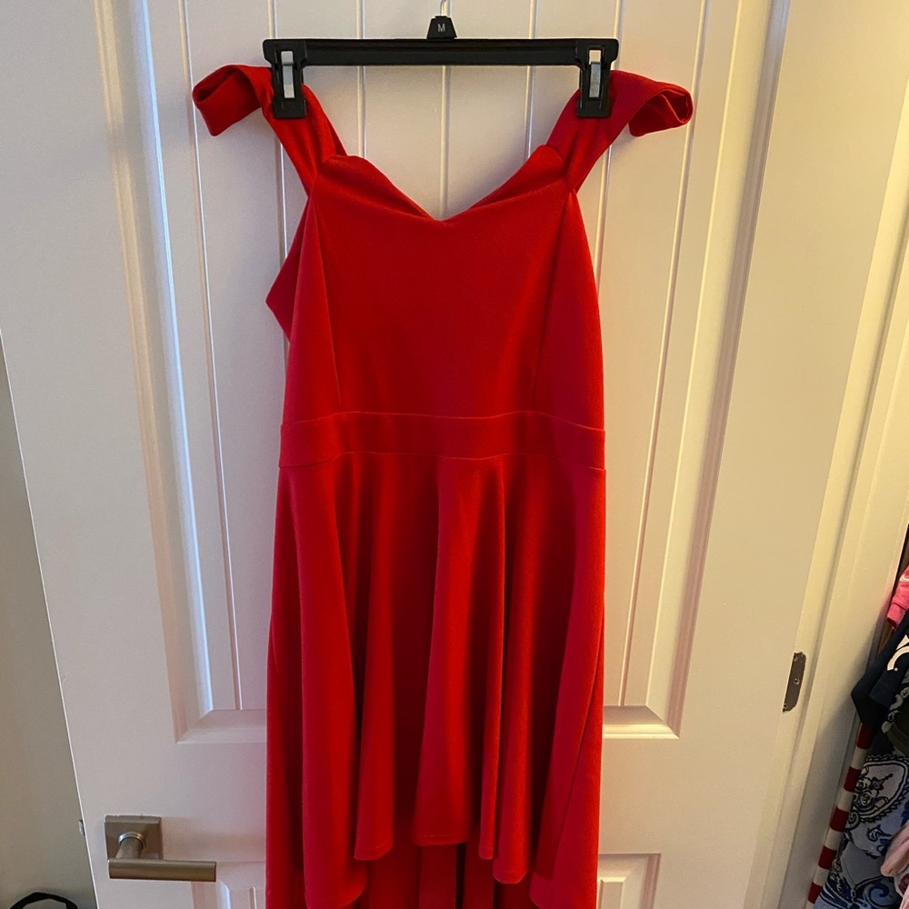 high low cap sleeve dress